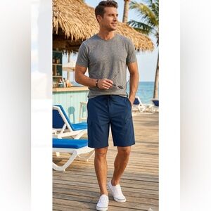 Blue Cargo Shorts with Zipper Pocket